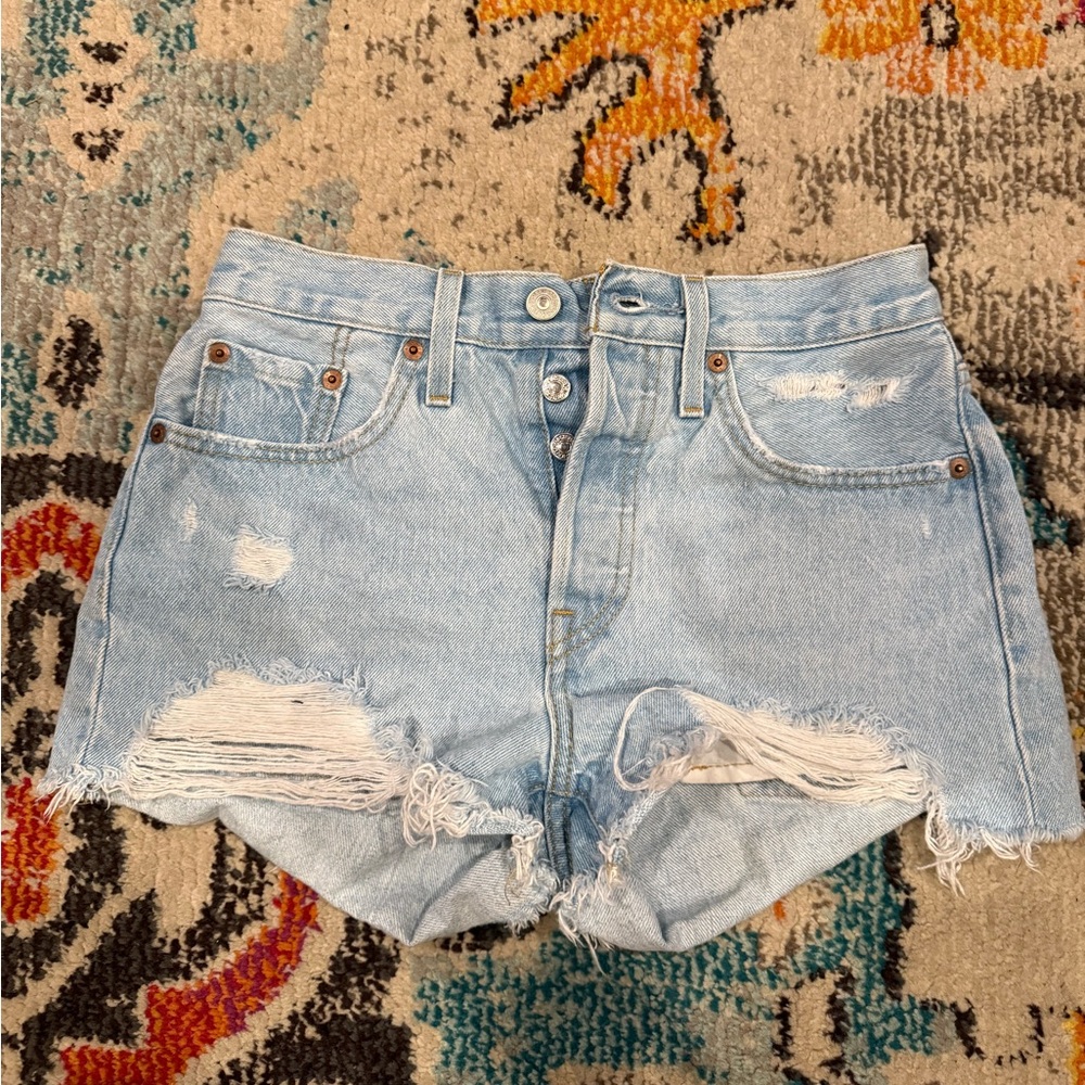 Levi's Light Blue Distressed Jean Shorts